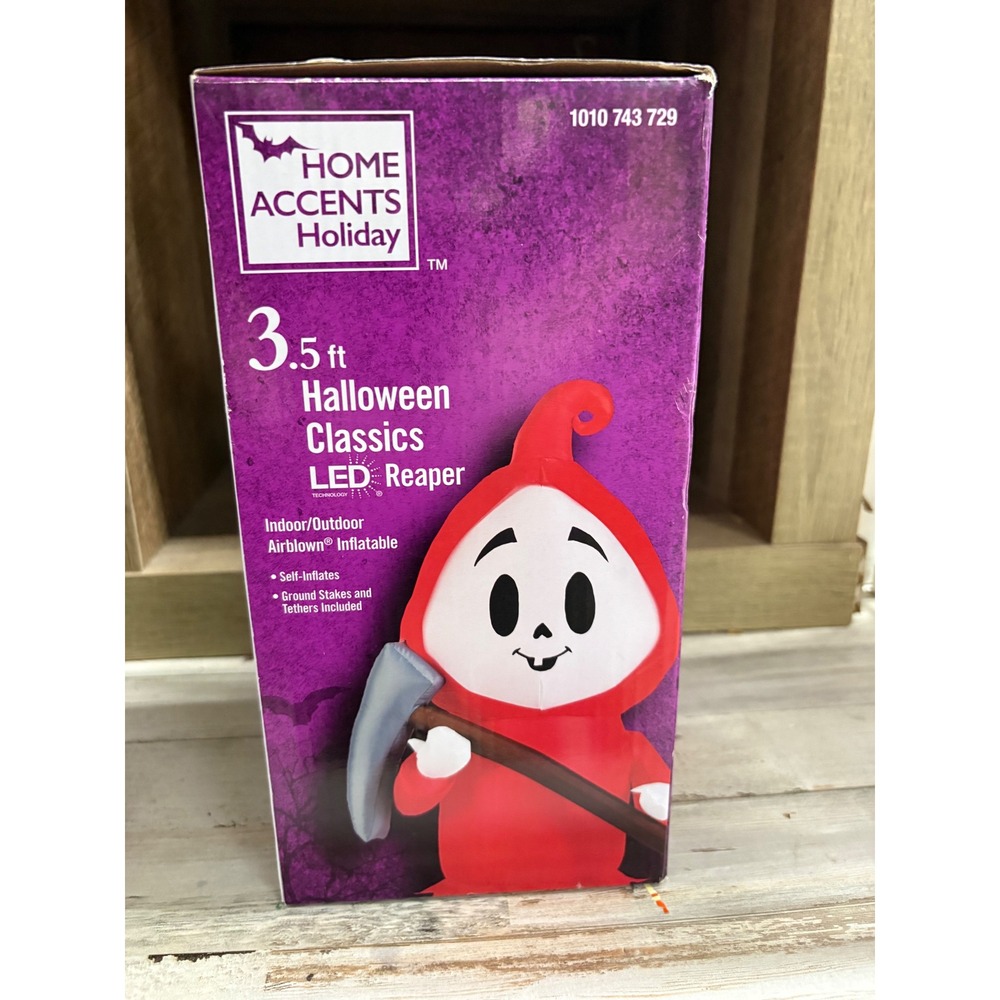 Home Accents Holiday 3.5ft Halloween Classics LED Reaper Inflatable 1010743729